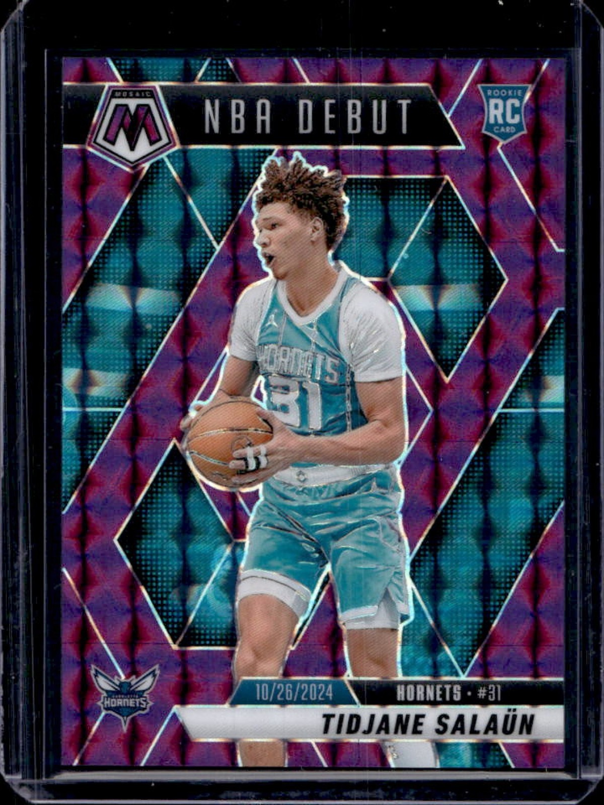 2024-25 Mosaic Tidjane Salaun RC Purple Rookie NBA Debut #/99 Hornets