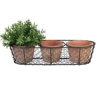 ÜBertopf Blumentopf 3Er Set Pflanztopf Mit Tablett Pflanzgefäß Terrakotta Metall