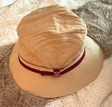 VTG Etienne Aigner Canvas Bucket Hat Made in USA Brass Logo Rare (Medium)