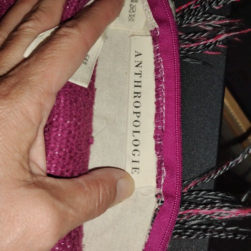Anthropologie All Roads Lumbar Pillow Cover 12"x27” Purple Yellow Blk Wht Tassel - Picture 9 of 9