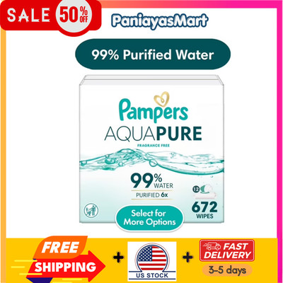 Pampers Aqua Pure Baby Wipes Unscented, 12-Pack, 672 Total Wipes