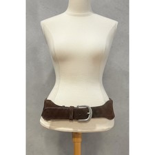 Cinturón Boho Chic Marrón Gamuza Cintura Ancha Cadera con Hebilla Plateada Estilo Occidental