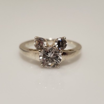 Disney Mickey Mouse Head Sterling Silver CZ Ring Size 9   -.11