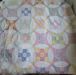 Antique Handstitched Patchwork Quilt Vintage 70" x 82" Multi Color
