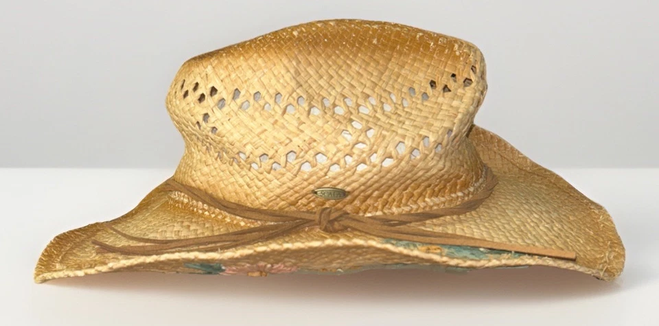 Scala San Minato 西部花卉刺绣 Raffia Rodeo 波西米亚可调帽子 — 第 3/4 张图片