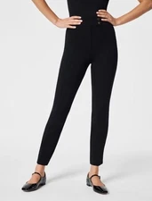 NWT SPANX 20777R Perfect Pant in Black Ponte Tab Front Ankle Straight Small New