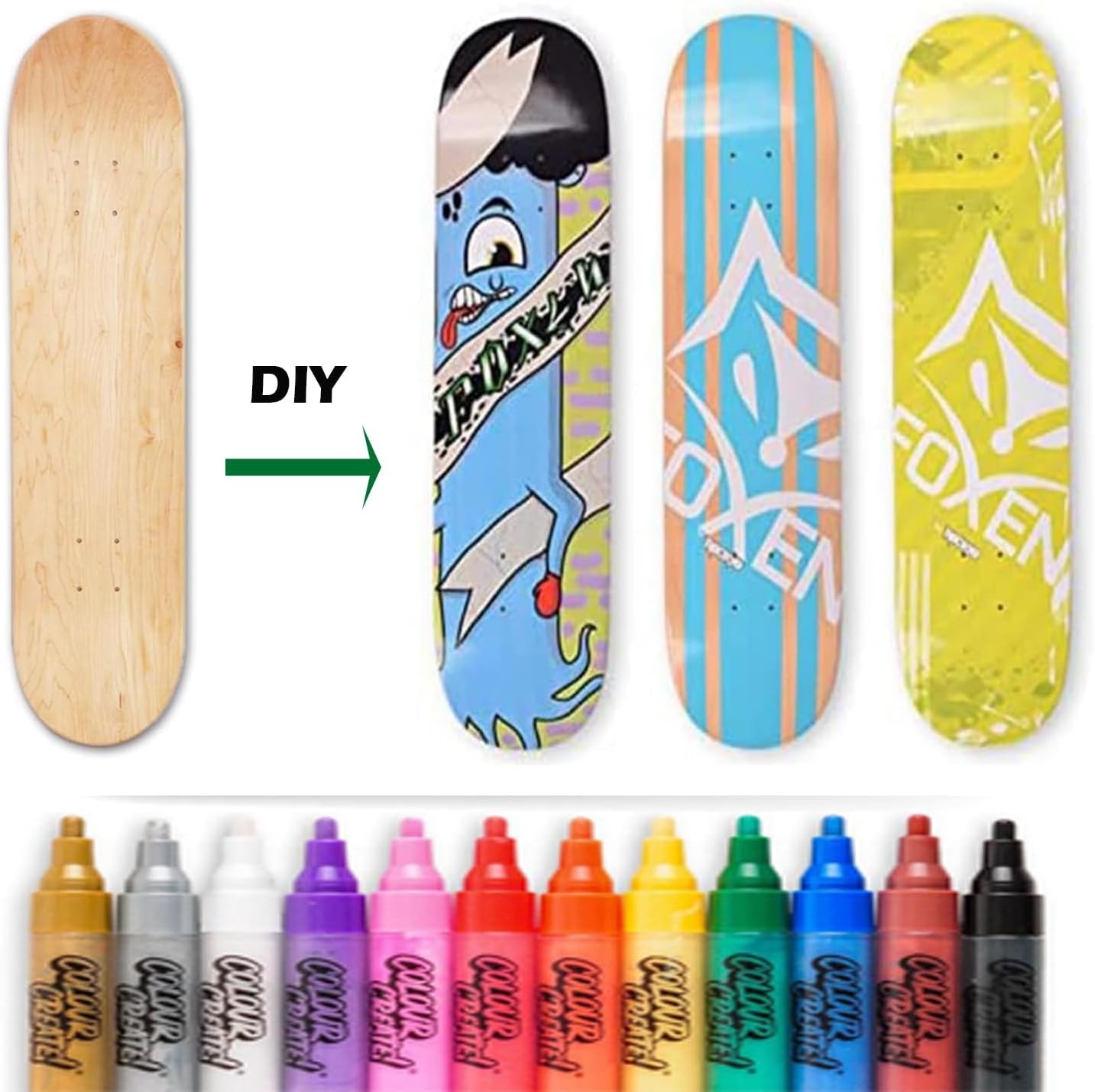 2 Stück DIY Blank Skateboard Deck, 7 Schichten Ahorn-Deck konkaves Skateboard DE 4