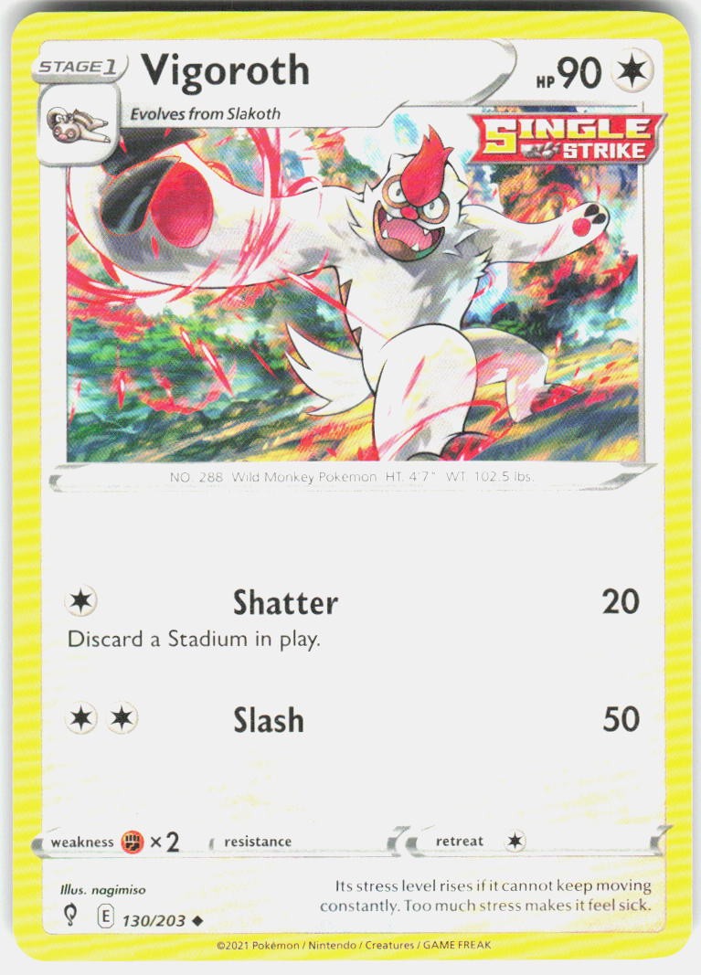 Vigoroth 130/203 SWSH07: Evolving Skies Pokemon