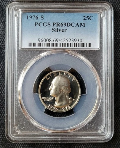 1976-S SILVER Washington Bicentennial Quarter Proof PCGS PR69 DCAM 25c 1776-1976