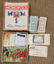 Vintage 1936 MONOPOLY Game All Cards, Pieces And Money No Board Or Orignal Dice