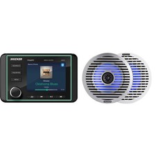 Kicker 46KMC5 Premium Marine Gauge-Style Source  51KM614FL 6.5" Thin-Mount M...