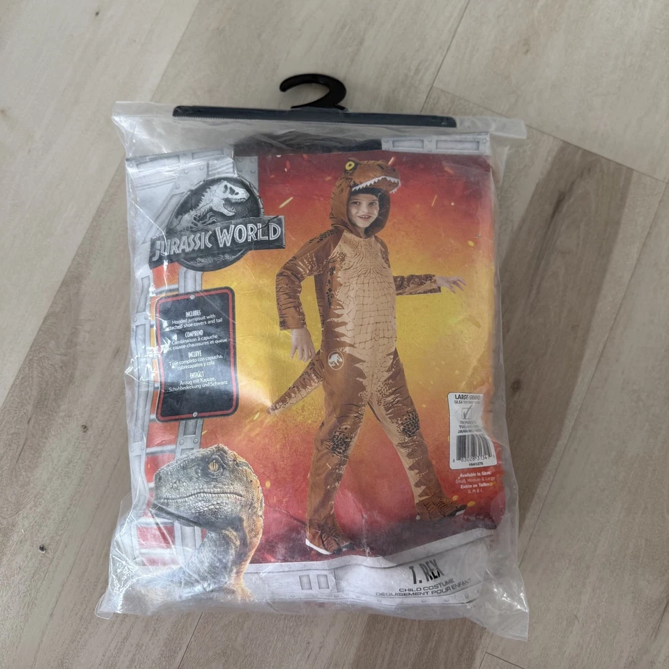 Jurassic World T. Rex Dinosaur Costume Child/Youth Large (12-14) Hooded Jumpsuit - Image 3 of 4