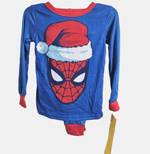 Marvel Spiderman Boys Size 4 Christmas / Holiday Pajama Set Blue  Red NEW