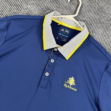 Adidas Polo Shirt Mens Large Blue Short Sleeve Performance Climacool Golf