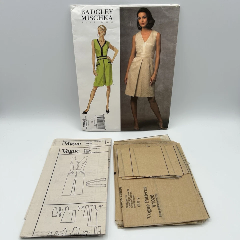 Vogue American Designer, Badgley Mischka, V1026, Dress & Belt, SZ 18 - 22 - Image 2 of 4