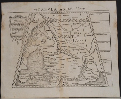 SARMATIA CRIMEA SOUTHERN RUSSIA 1540 PTOLEMY & MÜNSTER UNUSUAL ANTIQUE MAP