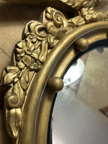 Vintage Federal Eagle Gold Wood Convex Mirror American Federal Period Mirror - Picture 3 of 17