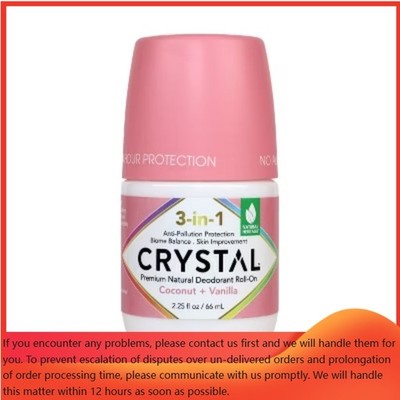 Crystal 3-in-1 Mineral Roll-On Deodorant Coconut + Vanilla - 2.25 fl oz