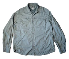 REI Shirt Men’s Blue Nylon Mesh Vented Hiking Long Sleeve Button Up Fishing Sz L