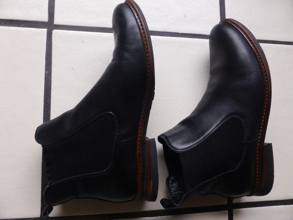 Tamaris 41 Damen Boots Stiefel Stiefeletten seitl. Gummizug schwarz Leder - Bild 4 von 4