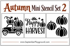 Really Great Stencils, Autumn Mini Stencil Set 2, 3 Pcs, 3", Pumpkins, Pickup