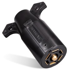 Spurtar 7 Pin Trailer Plug 7 Way Round RV Style Flat Blade 7 Pin, Black