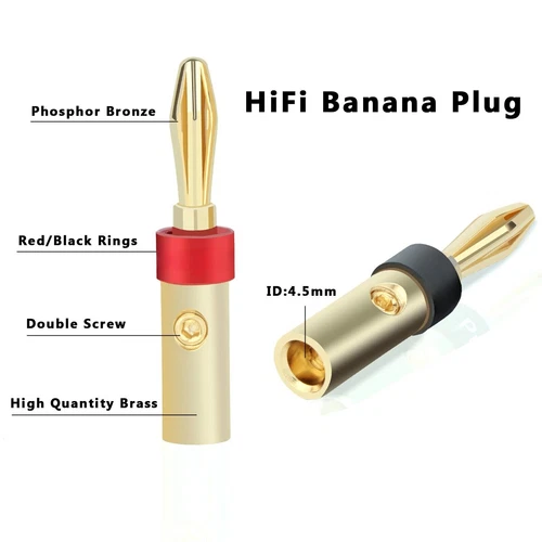 8PCS/set Gold Plated Banana Plug HIFI Audio Speaker Cable Banana Connector DIY - Picture 4 of 9