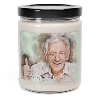 Personalized Photo Watercolor Soy Candle   Custom Scented Gift (9oz)