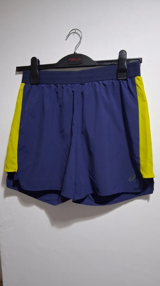 Asics Womens Blue Bright Yellow Running Shorts Size Small - Image 2 of 4