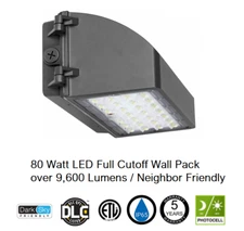 80Watt Full Cutoff LED Wall Pack Light 5000K Replace 600 HID ETL DLC Certified
