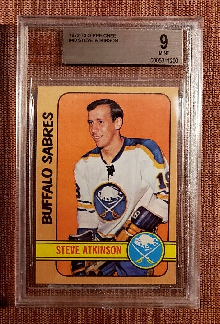 1972 O-Pee-Chee #40 Steve Atkinson Sabres Hockey Card BVG 9 Mint