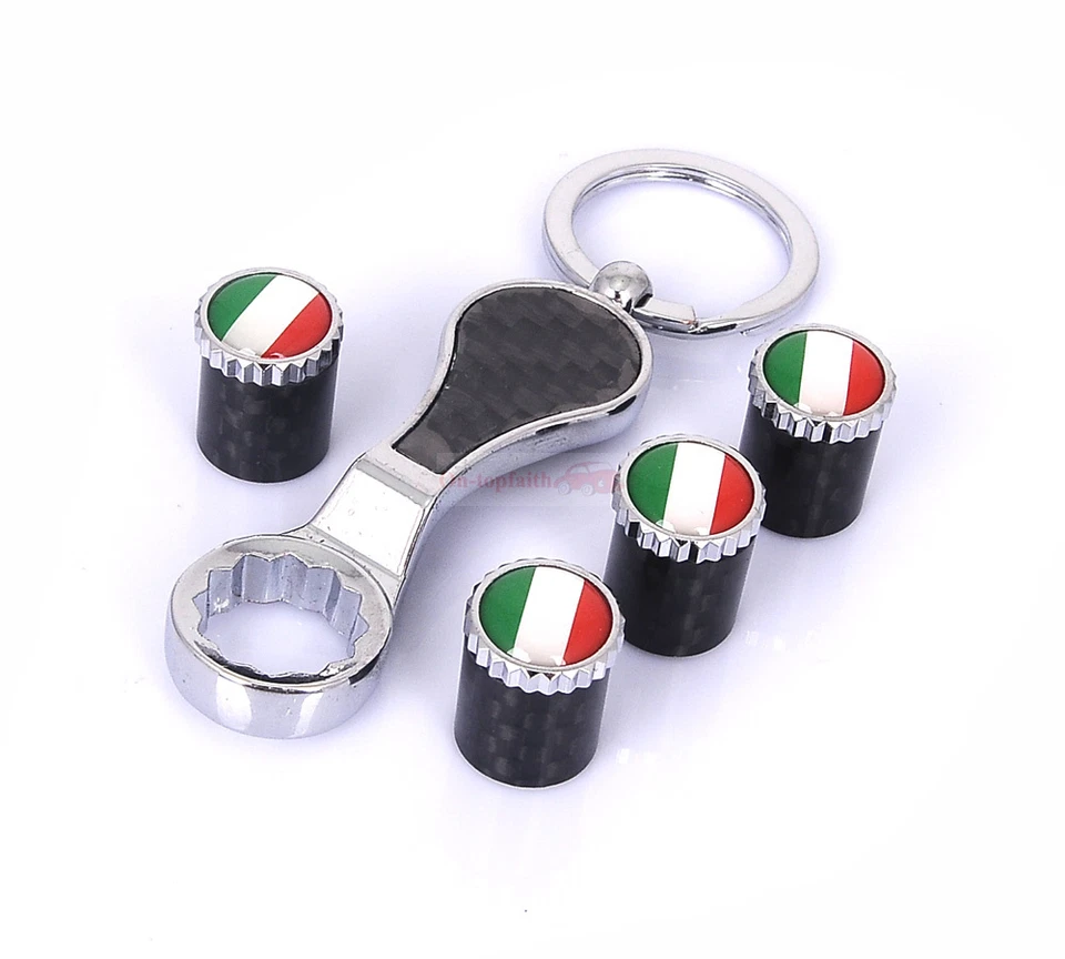 Fibra de carbono Italia Llavero Neumático Válvula Vástago Tapas Para Fiat Alfa Romeo MINI Foto 3 de 4