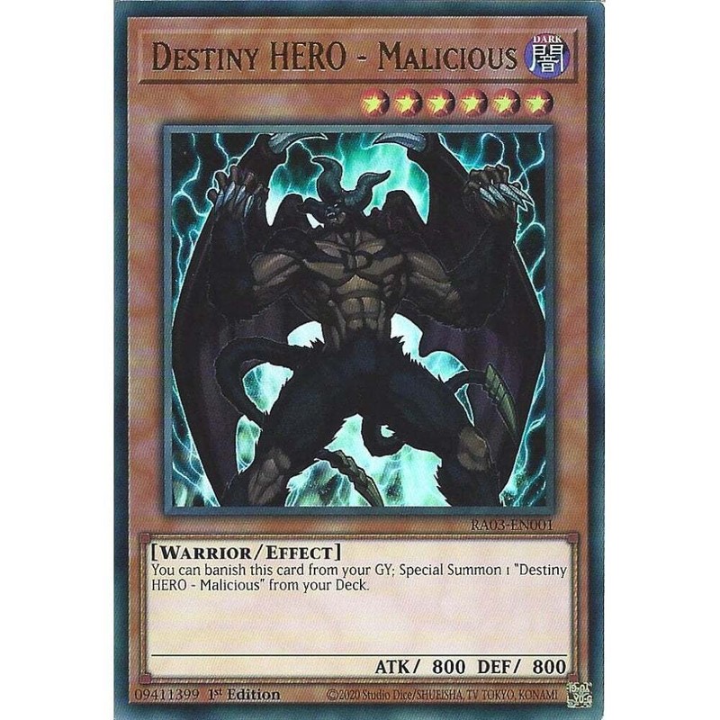 RA03-EN001 Destiny HERO - Malicious : Ultra Rare Card : 1st Edition YuGiOh