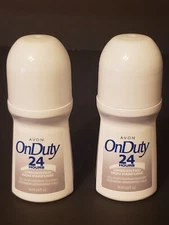 (2) Avon Roll On Deodorant On Duty 24Hr Unscented 2.6oz NEW