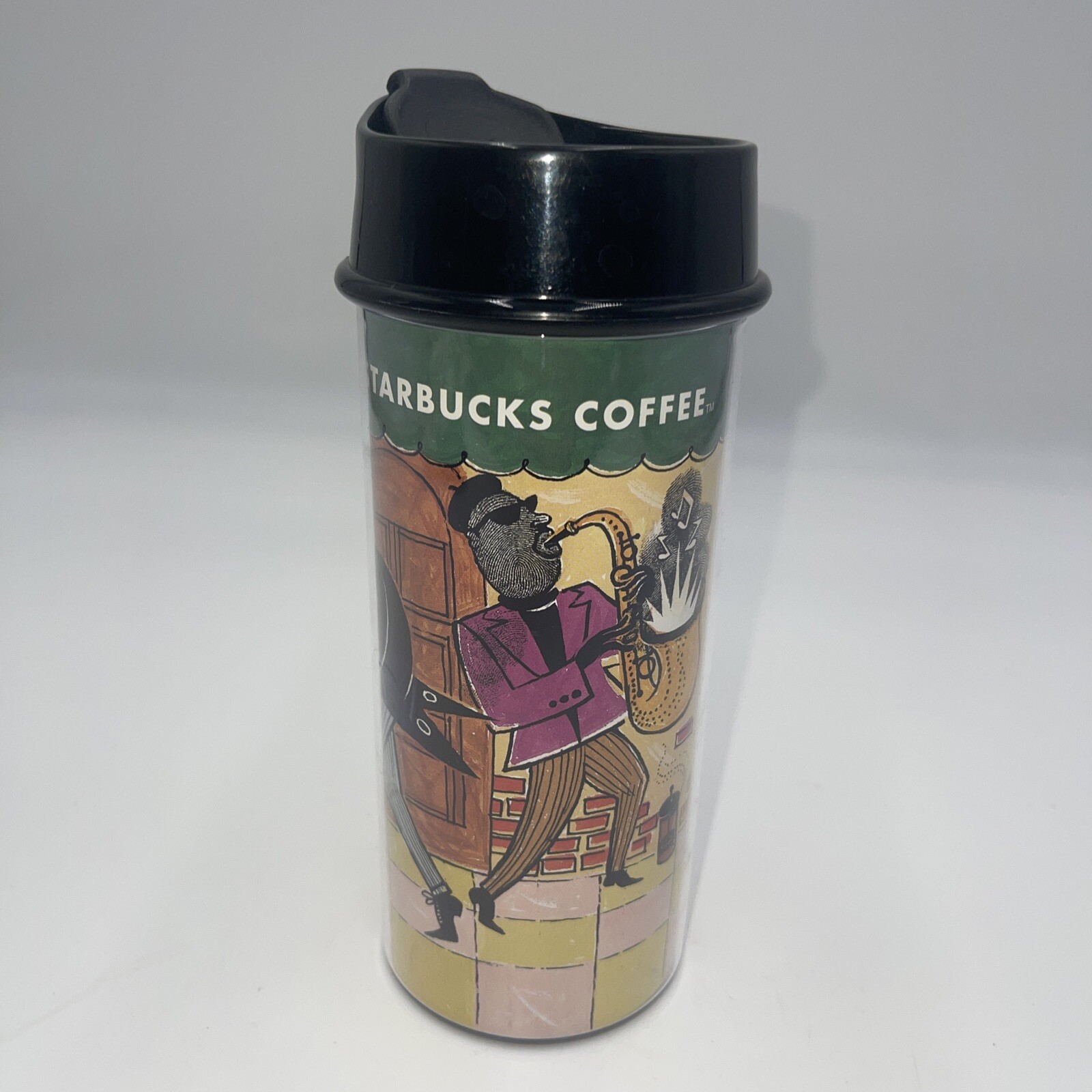 Starbucks Jazz  Waiter French Press  Tea Coffee 16 oz Travel Tumbler, 1999 NEW!
