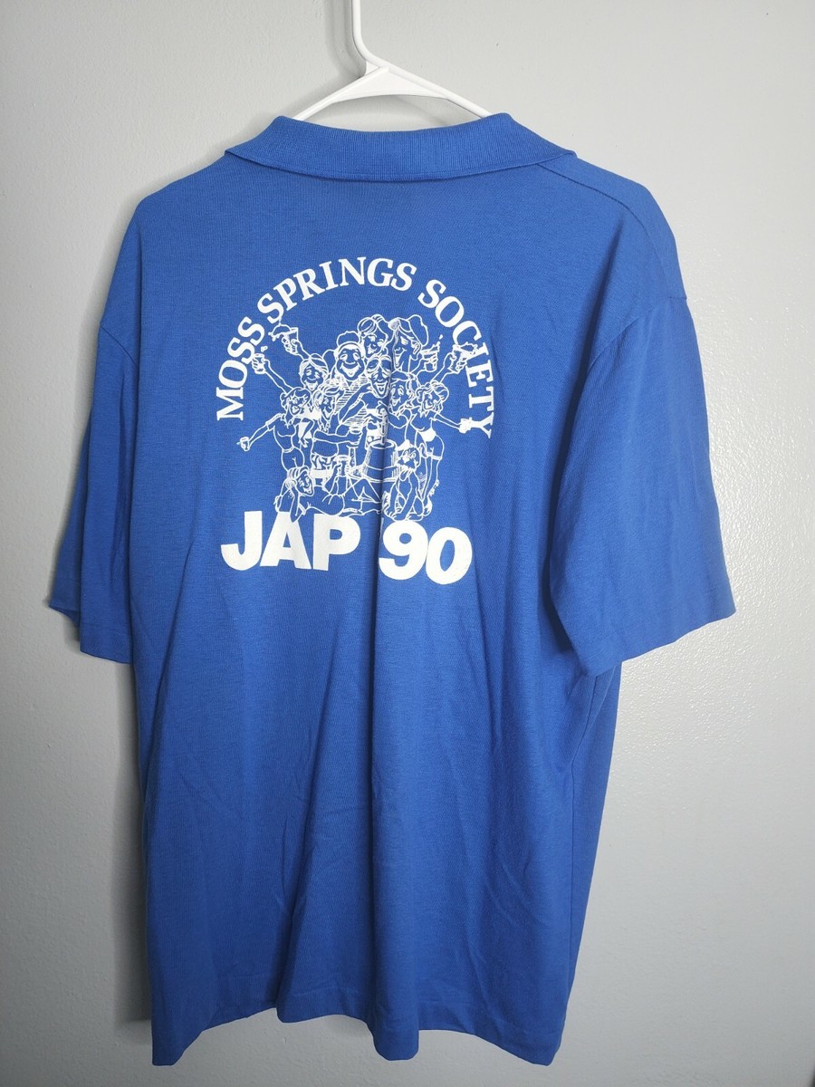 Vintage Mens XL Moss Springs Society Pocket Polo Shirt JAP 90 View 2