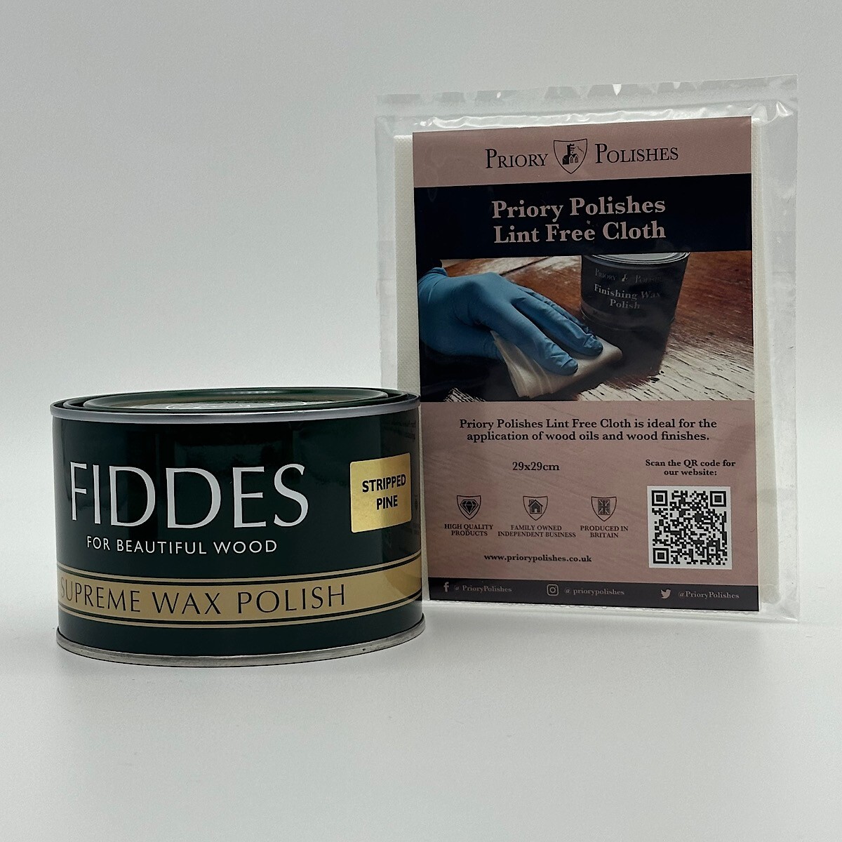 Fiddes Supreme Stripped Pine Wax - 400ml + Free Priory Polishes Lint Free Cloth
