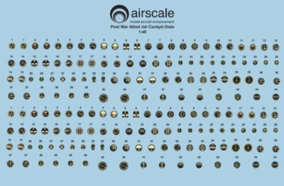 Airscale 1/48 1950s Allied Jets Cockpit Instruments Dials Gauges Decals AS48AJET