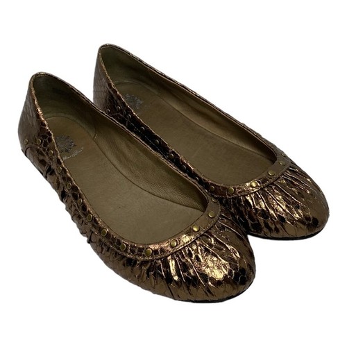 PB1 Yellow Box wrinkle Bronze Studded Flat Women's 7.5M - Picture 3 of 6