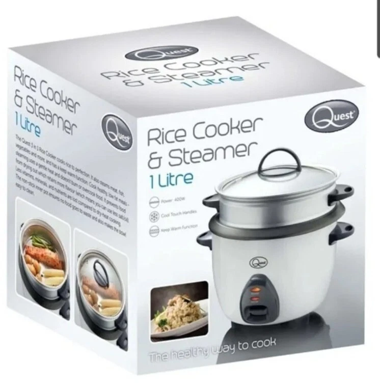 1 Litre Rice Cooker & Steamer/Cooks Rice, Steams & Keeps Food Warm/Non-Stick