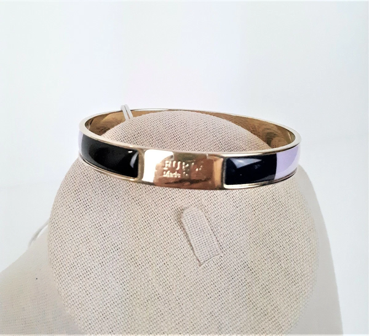 Furla Made in Italy Bangle Color Block Gold Tone Bracelet Black Lavender Purple