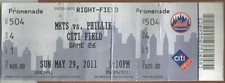Jose Reyes 4 hits 5/29/11 Phillies at Mets Full Ticket Raul Ibanez HR #239