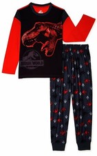 Dinosaur Jurassic Park World Pajamas Set Pants Shirt Boy Girl 6 7 10 12 S L NWT