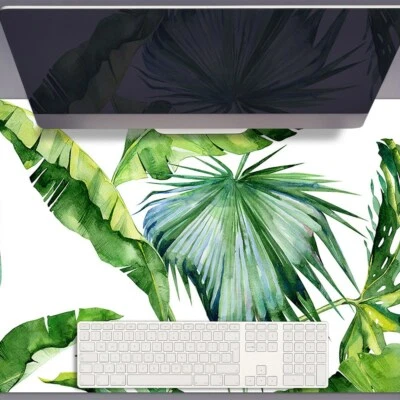 DECORMAT Schreibtischunterlage Schreibtischmatte geruchlos Dschungel Blätter 90x45