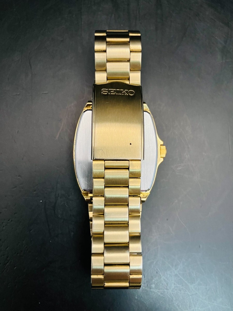 SEIKO WATCH SPIRIT 7N48-5000 QUARTZ GOLD STAINLESS STEEL DAY DATE