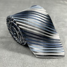 NWOT VAN HEUSEN Men's Tie Blue Stripes w/Gray 58"x3" Classic Repp Type