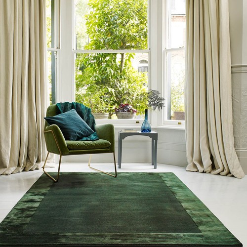 Contemporary Ascot Plain Border Abstract Floor Solid Wool Area Rug - Picture 6 of 30