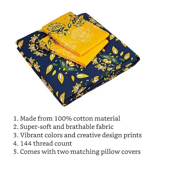 Sábana bajera doble de algodón con 2 fundas de almohada, óxido Foto 2 de 3