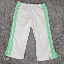 VTG Nike Windbreaker Pants Womens XL 16-18 White Green Crop Drawstring Gym Run