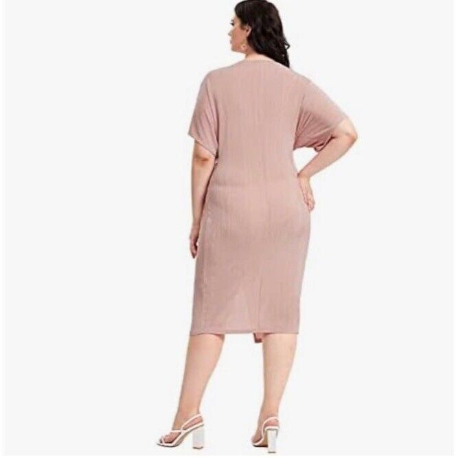 Dress pink dusty mauve twisted short-sleeve midi … - image 10